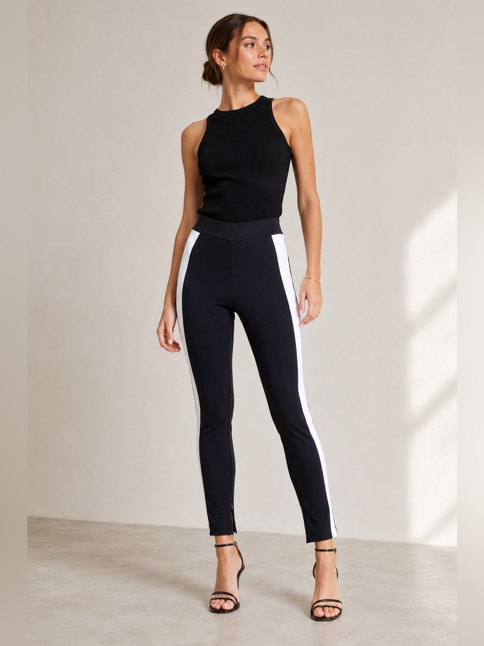 CAMBIO Rima Black & White Pull-On Slim Pants | Size US 4 / EU 34